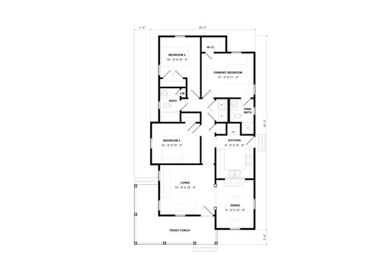 Floor Plan - Main Floor for Bungalow House Plan #936-65 - 3 bed, 2 bath