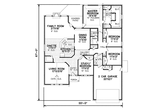 Floor Plan - Main Floor for Traditional House Plan #65-321 - 4 bed, 2 bath