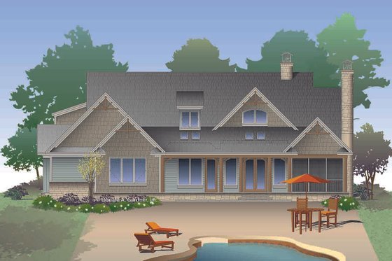 Exterior - Rear Elevation for Craftsman House Plan #929-32 - 3 bed, 2 bath