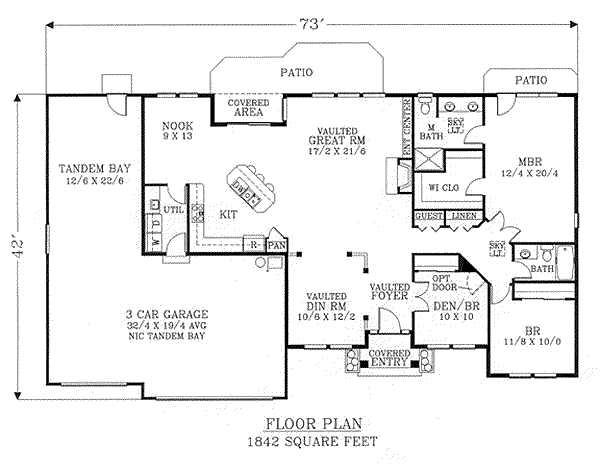 Architectural House Design - Traditional Floor Plan - Main Floor Plan #53-192