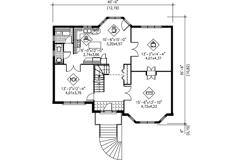 Dream House Plan - Floor Plan - Main Floor for European House Plan #25-2007 - 4 bed, 2.5 bath