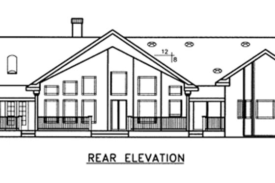 Exterior - Rear Elevation for Country House Plan #60-646 - 3 bed, 2.5 bath