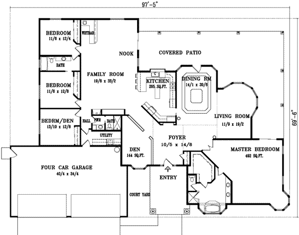 Adobe / Southwestern Floor Plan - Main Floor Plan #1-1103