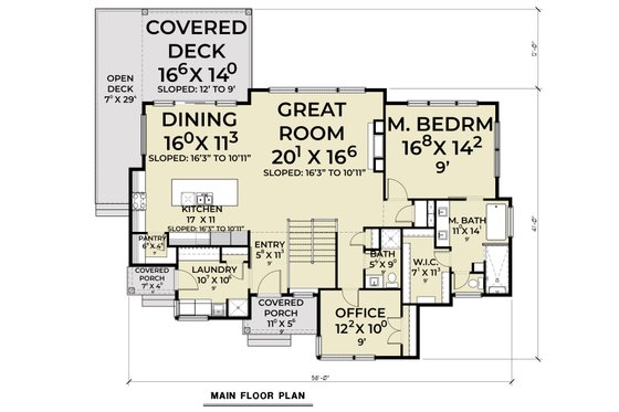 Floor Plan - Main Floor for Contemporary House Plan #1070-215 - 3 bed, 3 bath