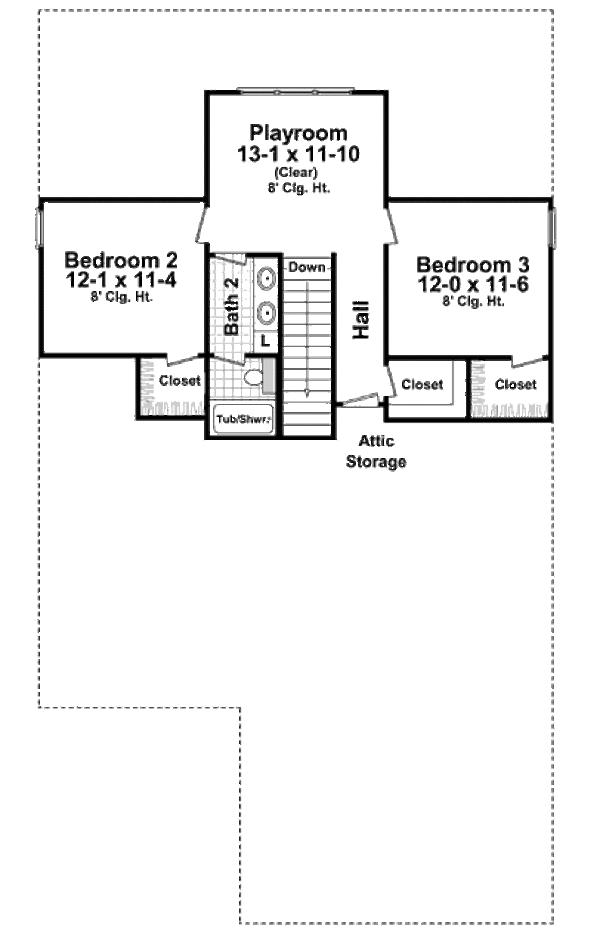 Craftsman Floor Plan - Upper Floor Plan #21-263
