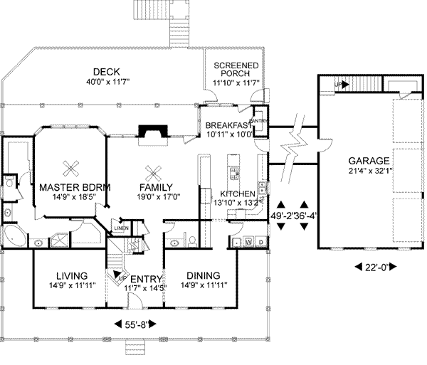 House Design - Farmhouse Floor Plan - Main Floor Plan #56-205