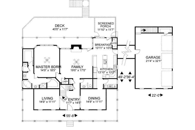 Home Plan - Floor Plan - Main Floor for Farmhouse House Plan #56-205 - 4 bed, 3.5 bath