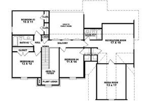 Floor Plan - Upper Floor for Traditional House Plan #81-531 - 4 bed, 2.5 bath