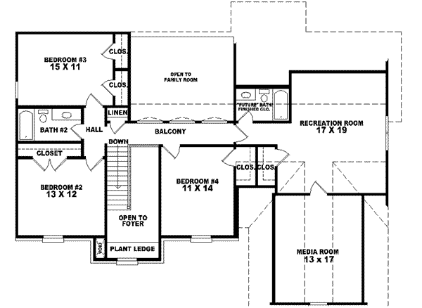 Traditional Floor Plan - Upper Floor Plan #81-531