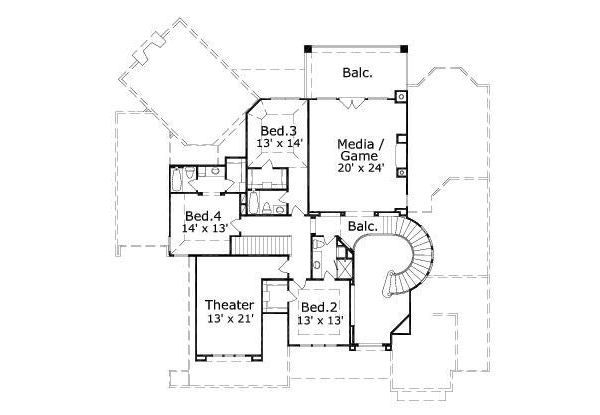 Mediterranean Floor Plan - Upper Floor Plan #411-580