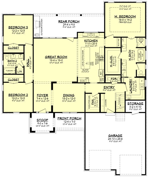 House Plan Design - Farmhouse Floor Plan - Main Floor Plan #430-281