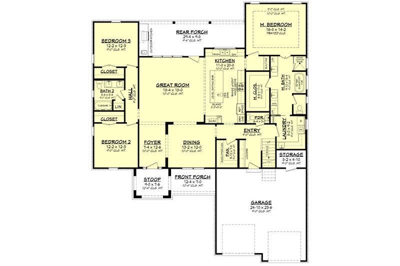 House Blueprint - Floor Plan - Main Floor for Farmhouse House Plan #430-281 - 3 bed, 2.5 bath