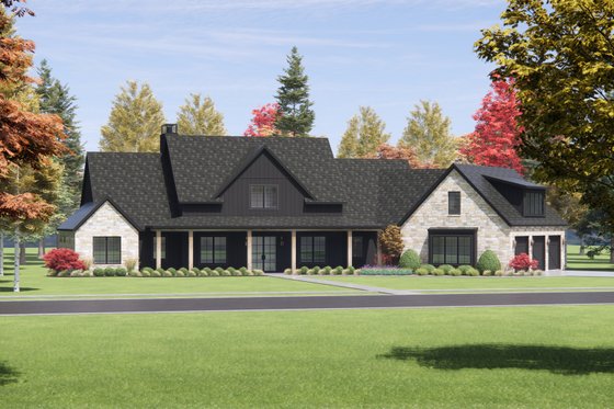 Exterior - Front Elevation 3 for Farmhouse House Plan #1096-21 - 4 bed, 4.5 bath