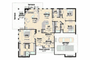 European Style House Plan - 3 Beds 2 Baths 1848 Sq/Ft Plan #36-166 