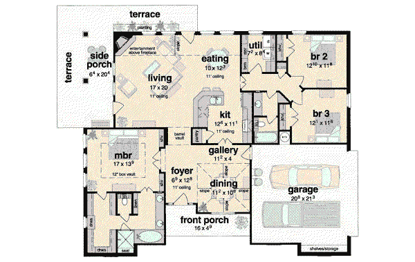 House Plan Design - European Floor Plan - Main Floor Plan #36-166