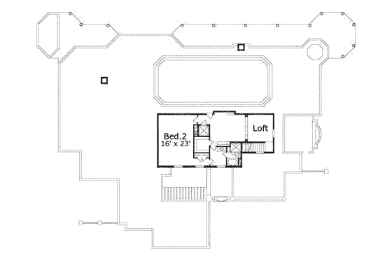 Floor Plan - Upper Floor for Mediterranean House Plan #411-114 - 2 bed, 3.5 bath