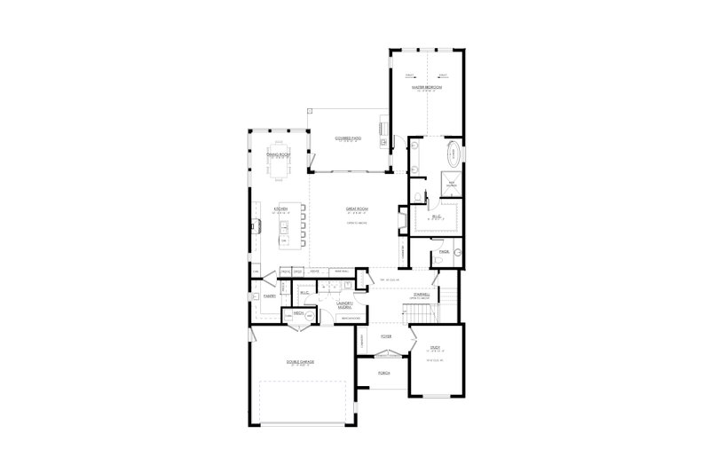 Dream House Plan - Floor Plan - Main Floor for Farmhouse House Plan #1114-21 - 4 bed, 4.5 bath