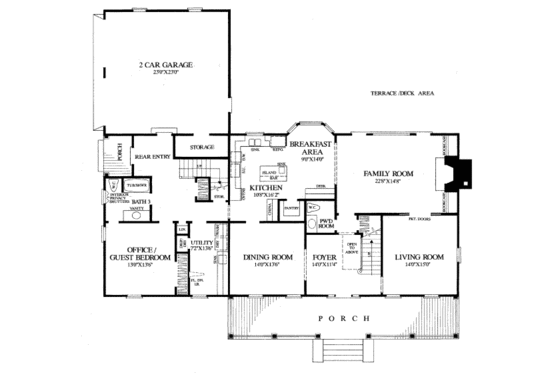 Floor Plan - Main Floor for Southern House Plan #137-114 - 3 bed, 3 bath