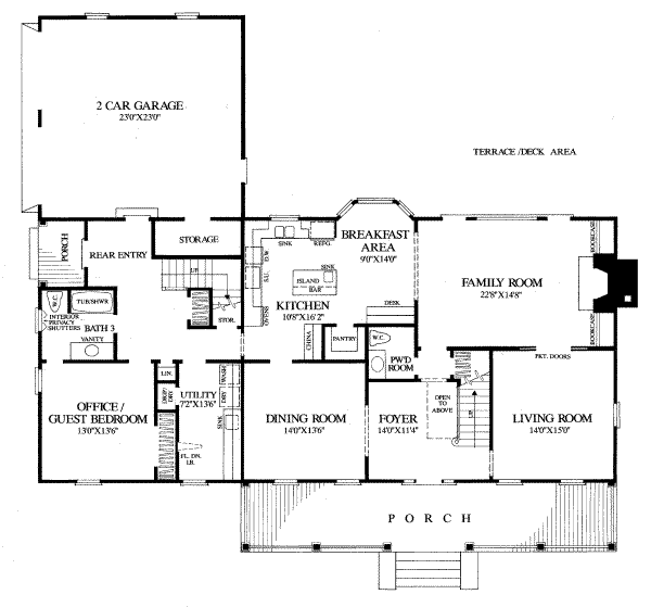 Home Plan - Southern Floor Plan - Main Floor Plan #137-114