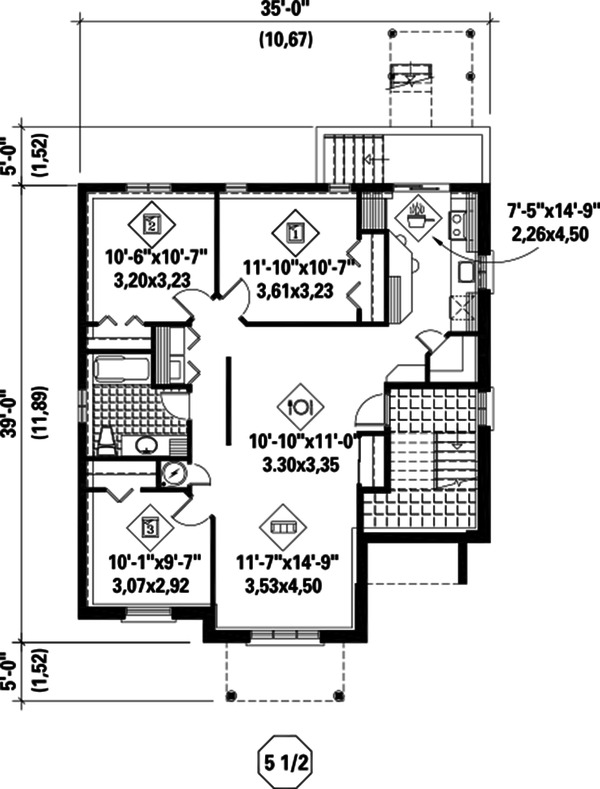 Contemporary Floor Plan - Lower Floor Plan #25-4381