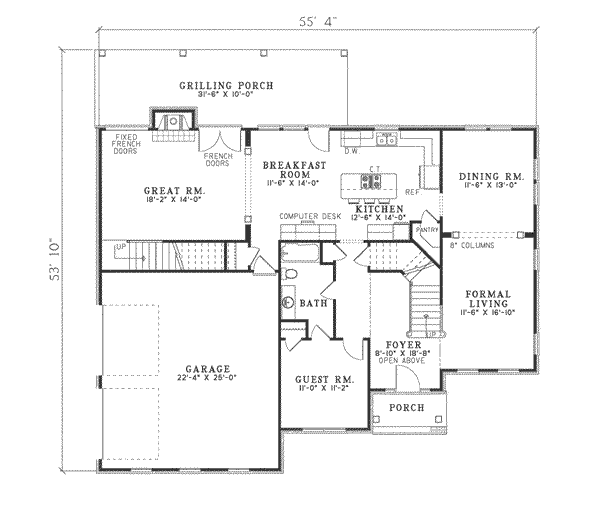 Home Plan - Traditional Floor Plan - Main Floor Plan #17-2072