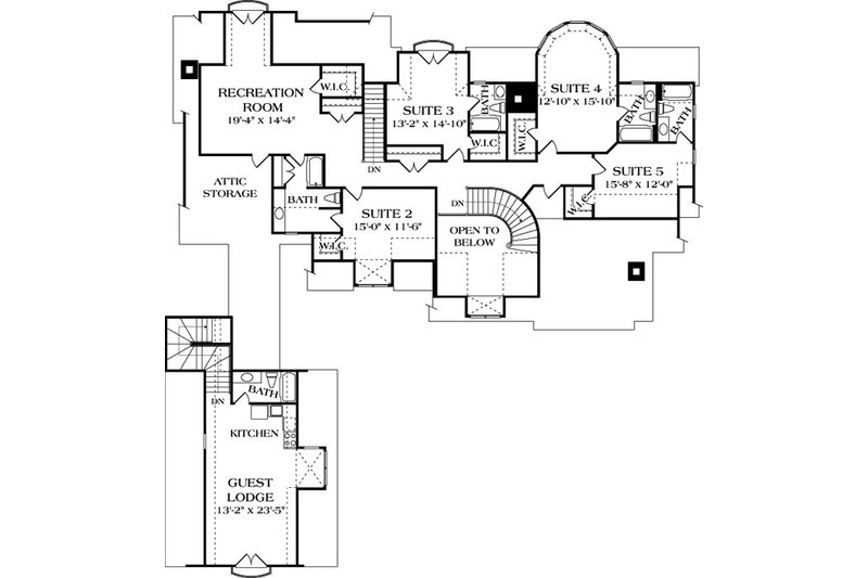 Home Plan - Floor Plan - Upper Floor for European House Plan #453-26 - 6 bed, 5.5 bath
