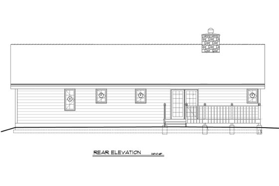 Exterior - Rear Elevation for Ranch House Plan #312-875 - 3 bed, 2 bath