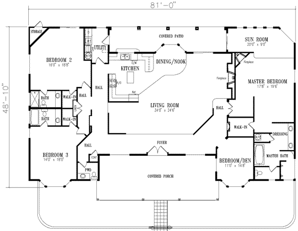 Architectural House Design - Country Floor Plan - Main Floor Plan #1-809