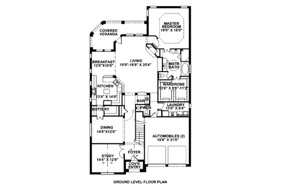Floor Plan - Main Floor for European House Plan #141-295 - 3 bed, 2.5 bath