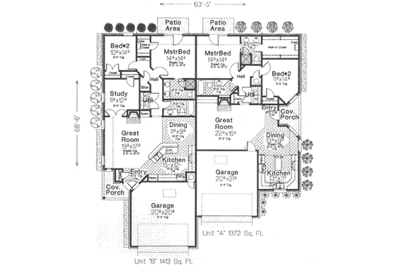 Floor Plan - Main Floor for Tudor House Plan #310-447 - 2 bed, 2 bath