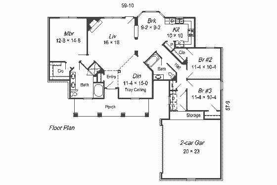 Floor Plan - Main Floor for Traditional House Plan #329-192 - 3 bed, 2 bath