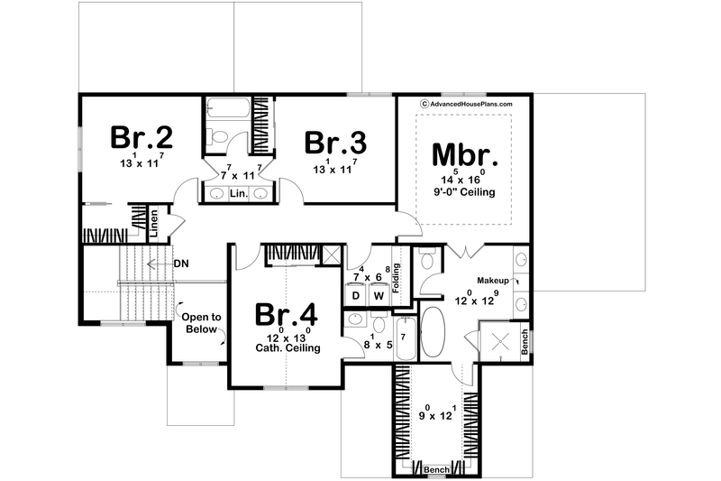 House Plan Design - Floor Plan - Upper Floor for Farmhouse House Plan #455-813 - 4 bed, 3.5 bath