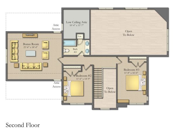 Farmhouse Floor Plan - Upper Floor Plan #1057-22