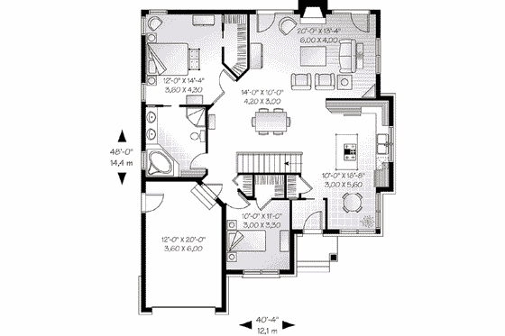 Floor Plan - Main Floor for European House Plan #23-567 - 2 bed, 1 bath