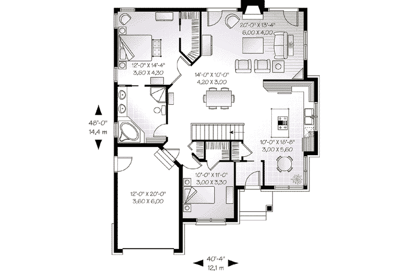 Dream House Plan - Floor Plan - Main Floor for European House Plan #23-567 - 2 bed, 1 bath