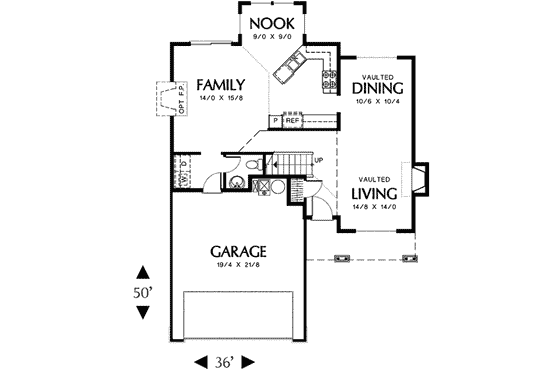 Floor Plan - Main Floor for Traditional House Plan #48-196 - 3 bed, 2.5 bath