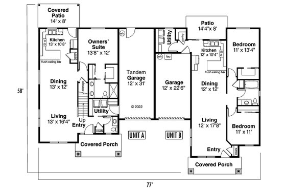 Floor Plan - Main Floor for Cottage House Plan #124-1080 - 5 bed, 3.5 bath