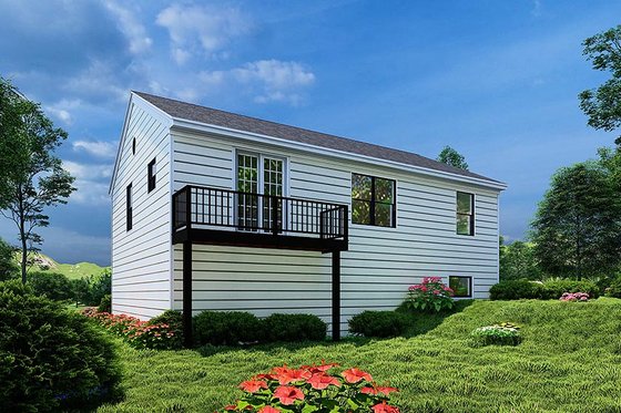 Exterior - Rear Elevation 1 for Southern House Plan #17-428 - 4 bed, 3 bath
