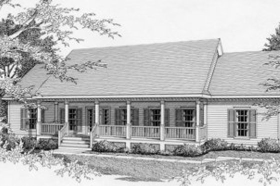 Exterior - Front Elevation for Southern House Plan #112-114 - 3 bed, 2 bath