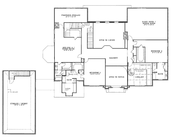 House Plan Design - European Floor Plan - Upper Floor Plan #17-2278