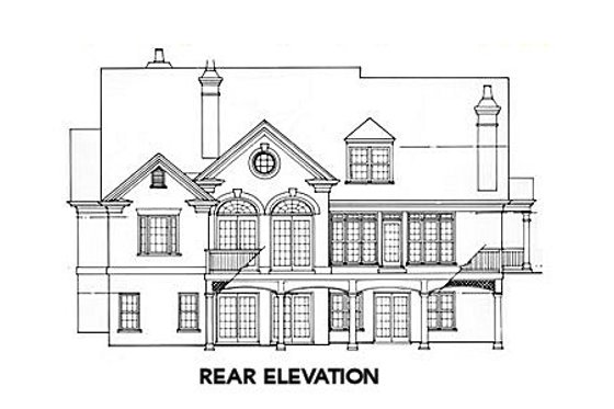 Exterior - Rear Elevation for Traditional House Plan #429-3 - 4 bed, 3.5 bath