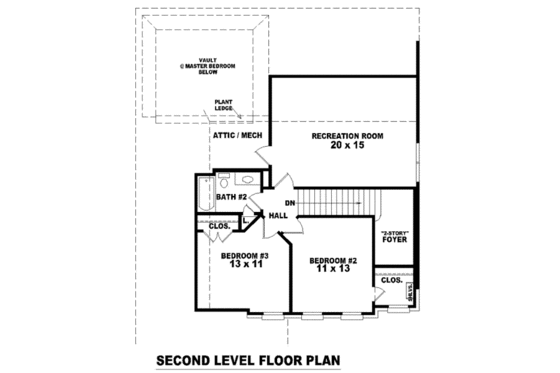 Floor Plan - Upper Floor for European House Plan #81-786 - 3 bed, 2.5 bath