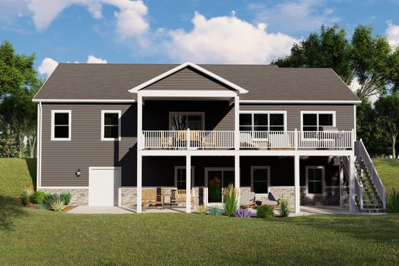 Exterior - Rear Elevation for Craftsman House Plan #1064-133 - 2 bed, 2 bath