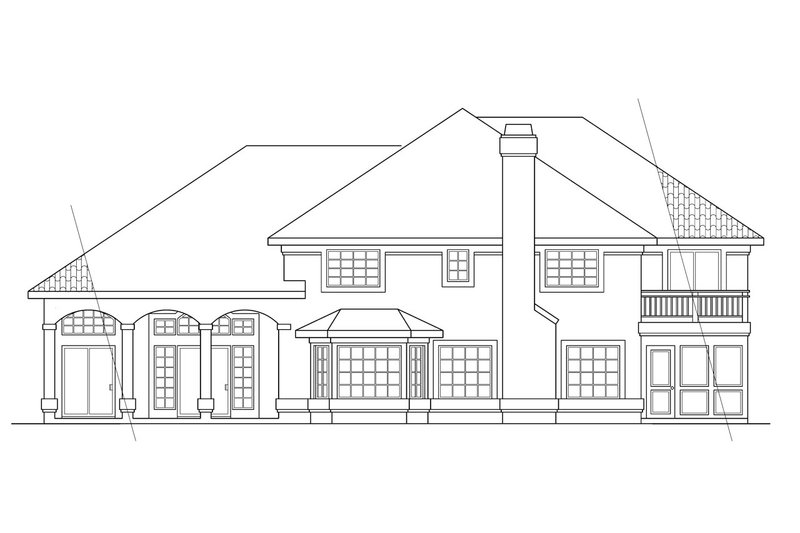 Home Plan - Exterior - Rear Elevation for Mediterranean House Plan #124-645 - 4 bed, 3 bath