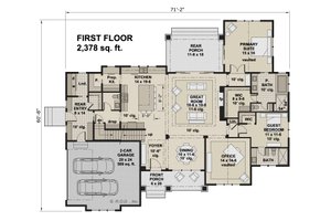 Floor Plan - Main Floor for Farmhouse House Plan #51-1220 - 5 bed, 4.5 bath