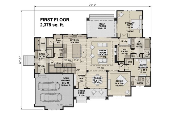 Floor Plan - Main Floor for Farmhouse House Plan #51-1220 - 5 bed, 4.5 bath