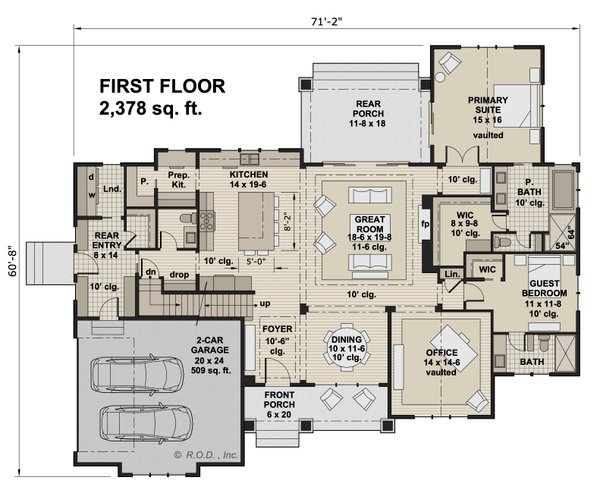 House Blueprint - Farmhouse Floor Plan - Main Floor Plan #51-1220