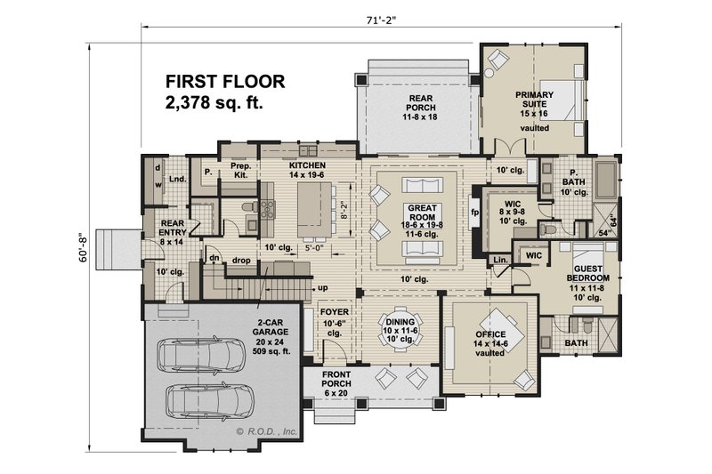 Home Plan - Floor Plan - Main Floor for Farmhouse House Plan #51-1220 - 5 bed, 4.5 bath