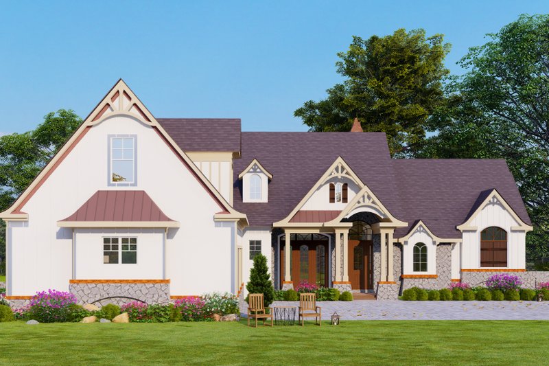 House Blueprint - Craftsman Exterior - Front Elevation Plan #54-436