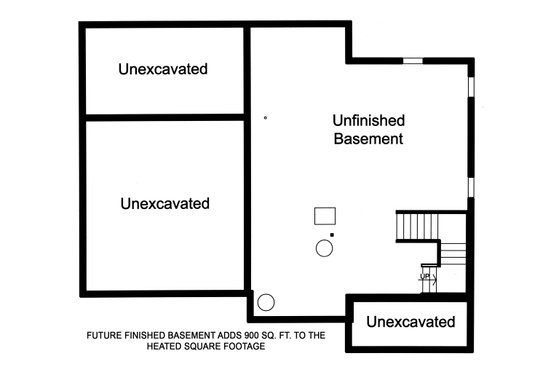 Floor Plan - Lower Floor for Traditional House Plan #46-890 - 3 bed, 2.5 bath
